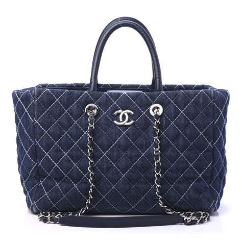 mini chanel denim|Chanel denim shopping tote.